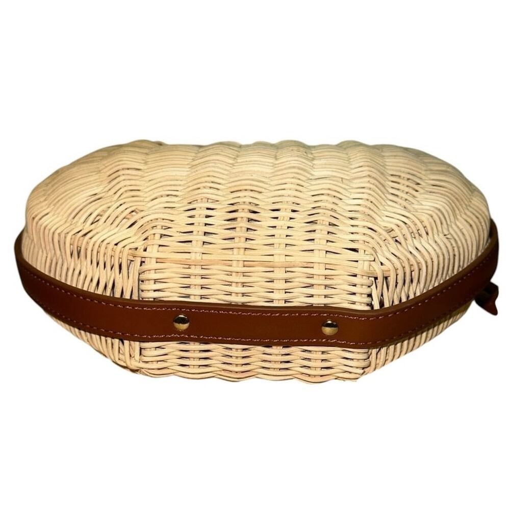 LOULU NWT Wicker Half Moon Shoulder Bag with Crossbody Strap - Picture 9 of 10